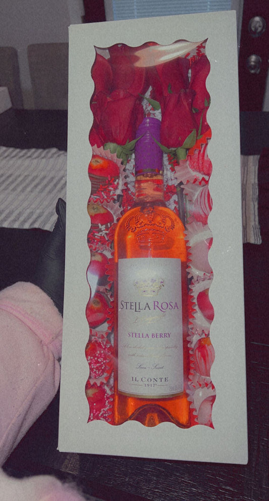 Strawberry Wine Box with Flowers